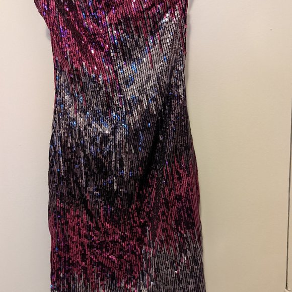 Off-Shoulder Sequin Dress: Strobe It by Charlotte Russe - Picture 2 of 8